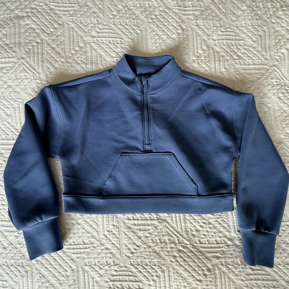 Target All in Motion Girls Cropped Half-Zip Pullover in Slate Blue